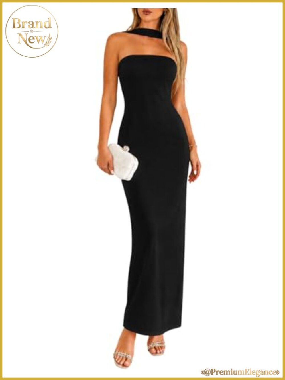 Women's Long Bodycon Maxi Dress Elegant Halter Neck Formal Wedding Guest